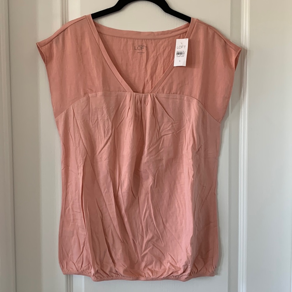 NWT LOFT Mixed Materials Pink Sleeveless V-neck Top Size Small